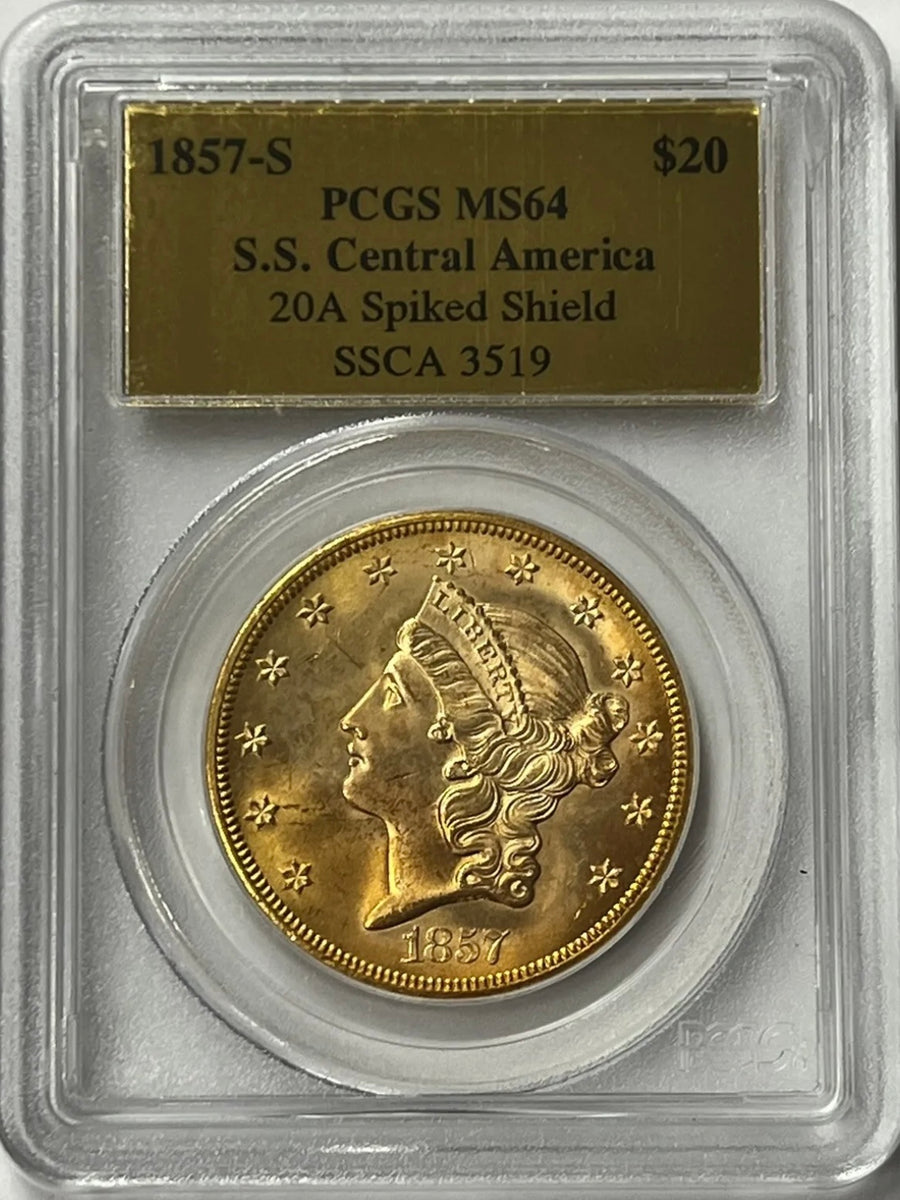 試鋳貨）コモロ諸島 20フラン アルミ青銅 PCGS鑑定済み SP64 1857-S $20 Liberty Gold Double Eagle PCGS MS64 SS Central America