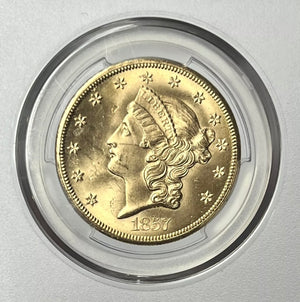 1857-S $20 Liberty Gold Double Eagle PCGS MS64 SS Central America Shipwreck PQ!