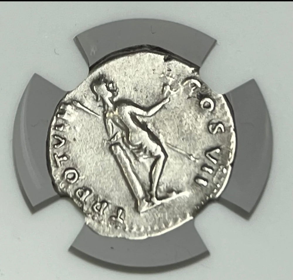 Roman Empire Titus 79-81 AD, Silver Denarius NGC XF Attractive and Flashy