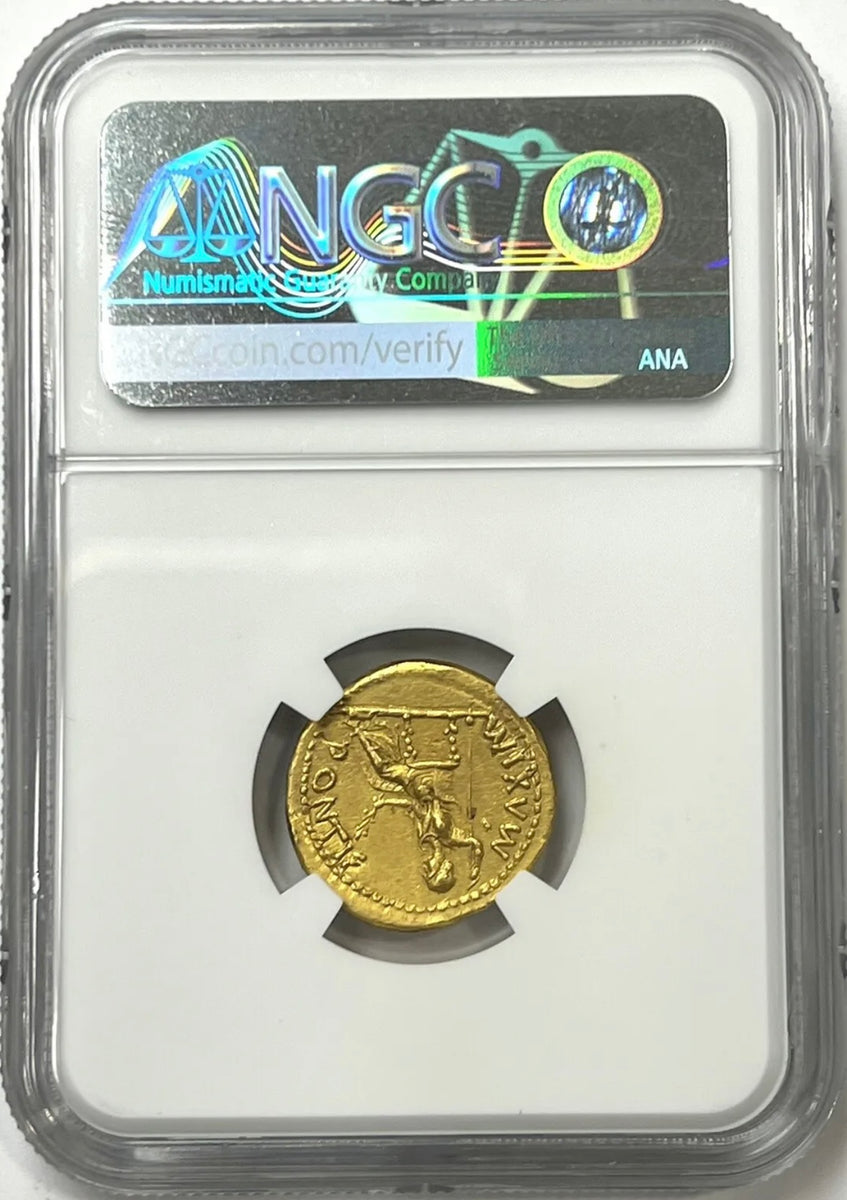 Tiberius AD 14-37 Gold Aureus NGC CHAU Tribute Penny In Gold