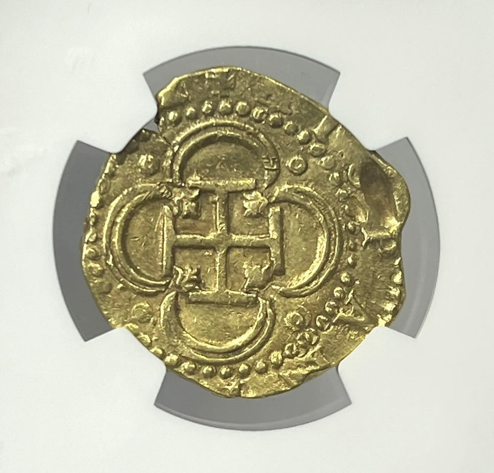 1593 Spain Philip II Gold Cob 4 Escudos NGC AU55 Finest Known Ultra Rare