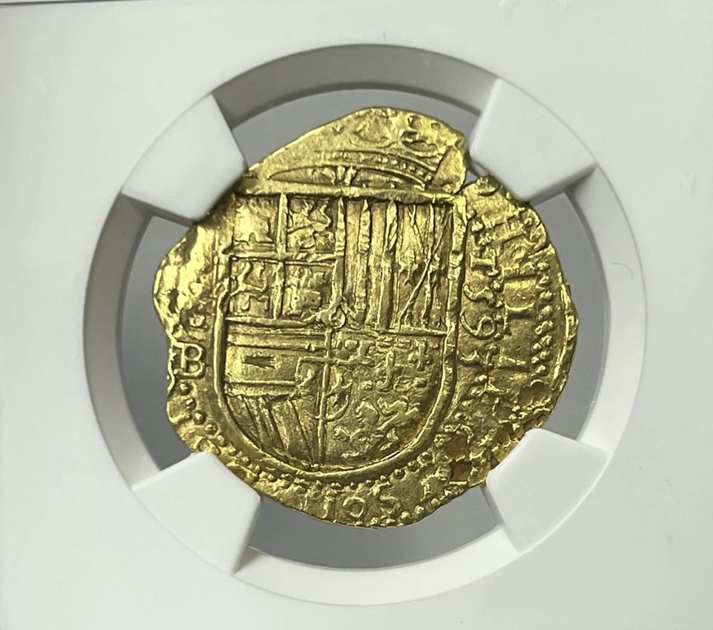 1593 Spain Philip II Gold Cob 4 Escudos NGC AU55 Finest Known Ultra Rare