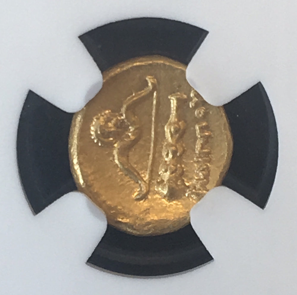 Kingdom of Macedon- Philip II Gold Quarter Stater NGC MS 5x3