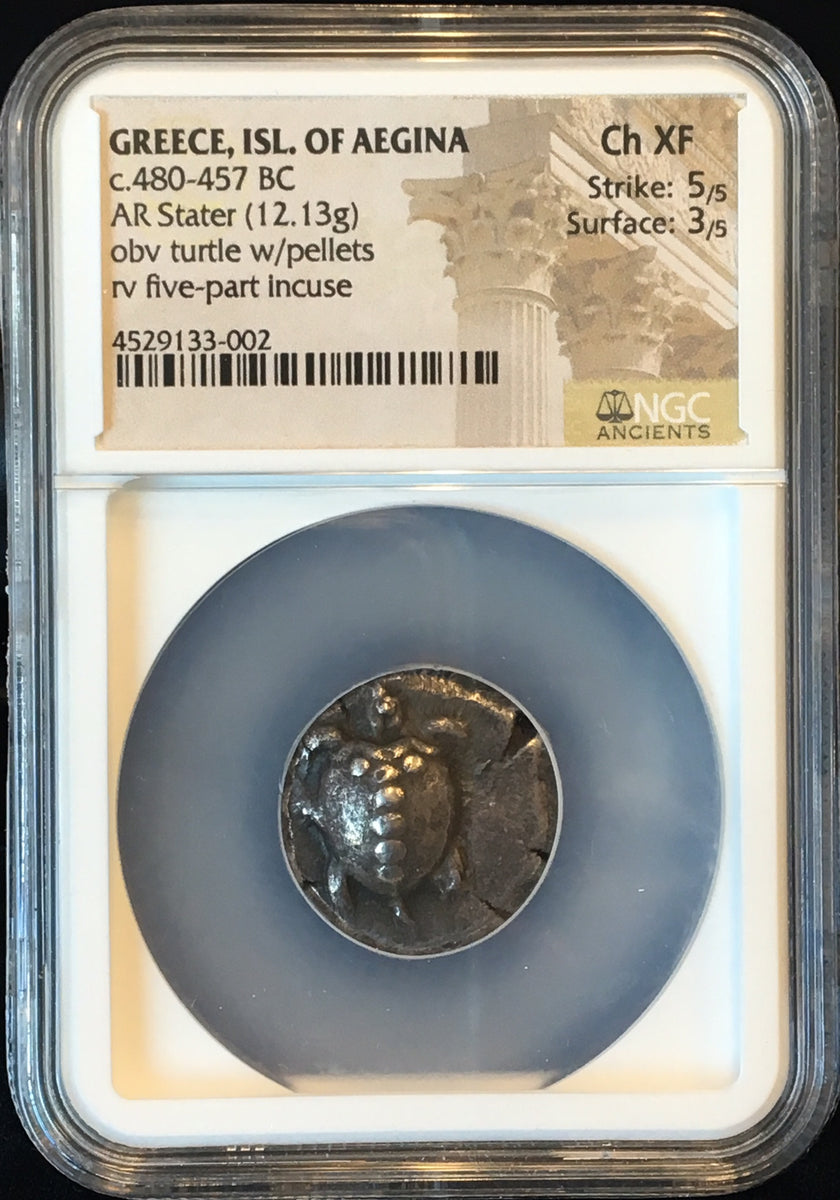 Aegina Sea Turtle Silver Stater NGC CH XF – capstonecoins