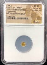 King Croesus Gold 1/12 Stater “Light Series” NGC CHXF 4x5