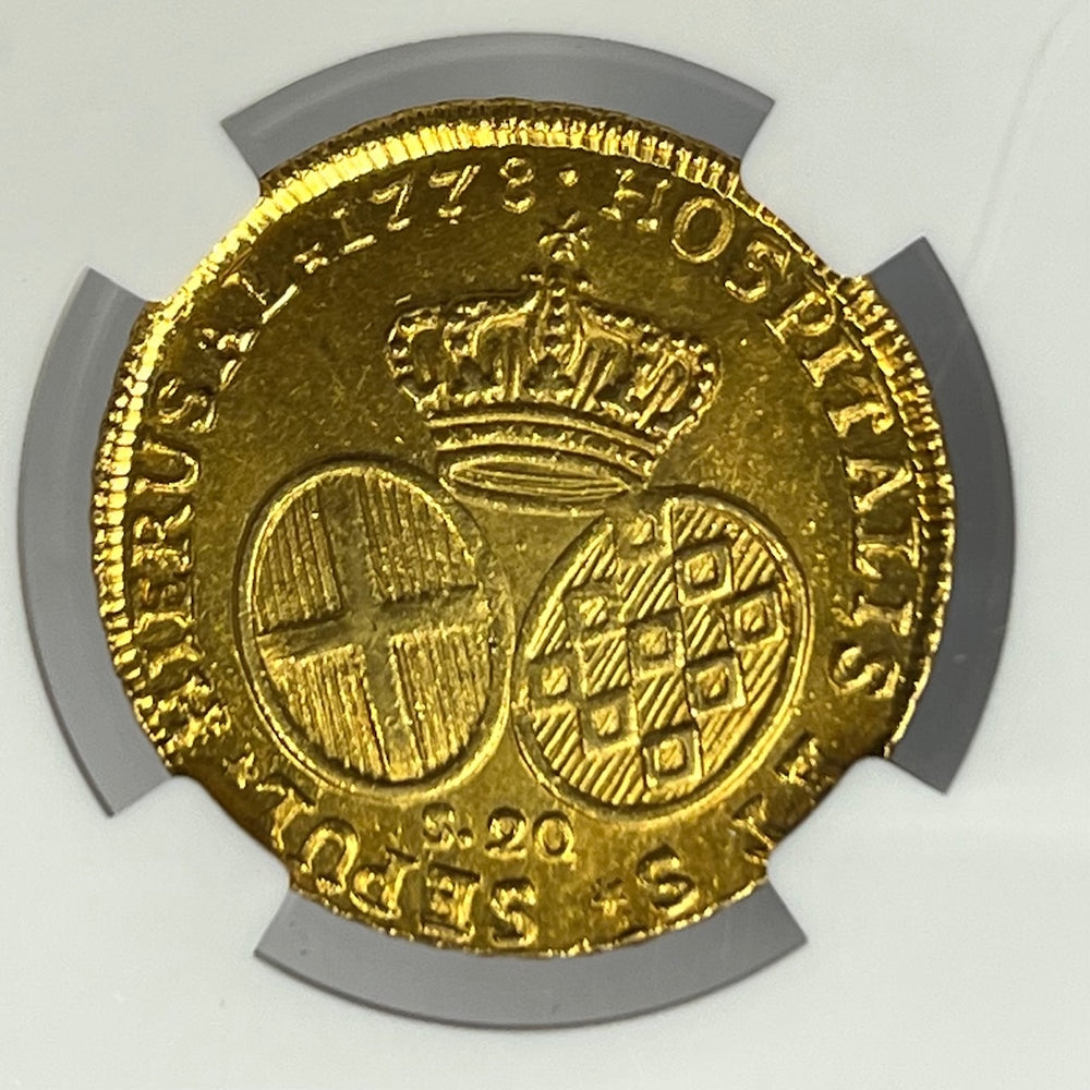 1778 Order of Malta Gold 20 Scudi NGC MS63 70th Grand Master Emmanuel de Rohan Tied Finest Known