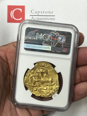 1621-1665 Spain Philip IV Gold Cob 8 Escudos NGC MS64 Investment Quality Example
