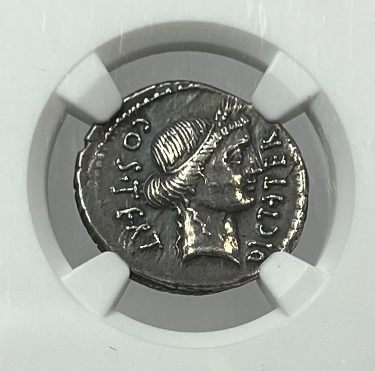 Ancient Roman Imperatorial Julius Caesar 46 BC Silver Denarius NGC