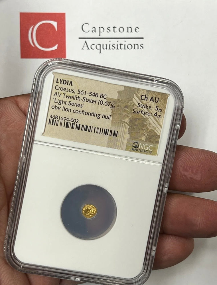 Lydia King Croesus 561-546 BC Gold 1/12th stater NGC CH AU A Must Buy Rarity