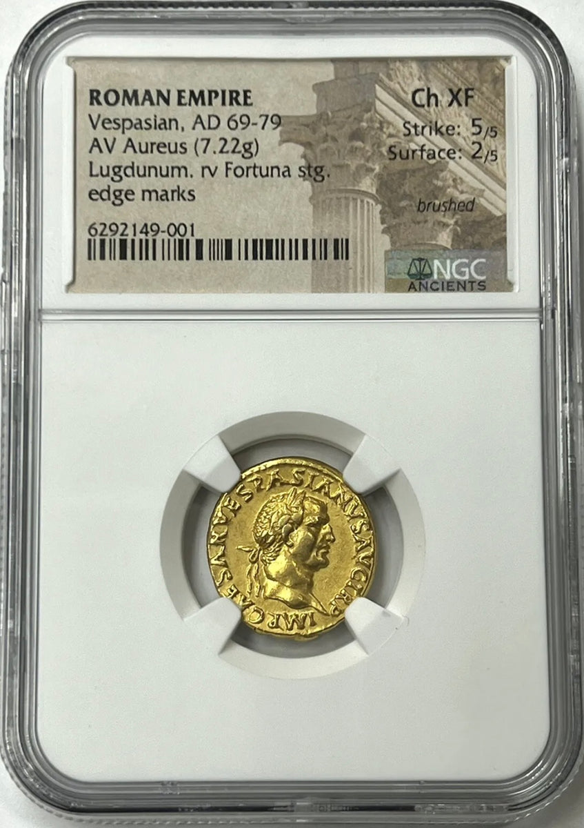 Roman Empire Vespasian AD 69-79 Gold Aureus NGC CHXF