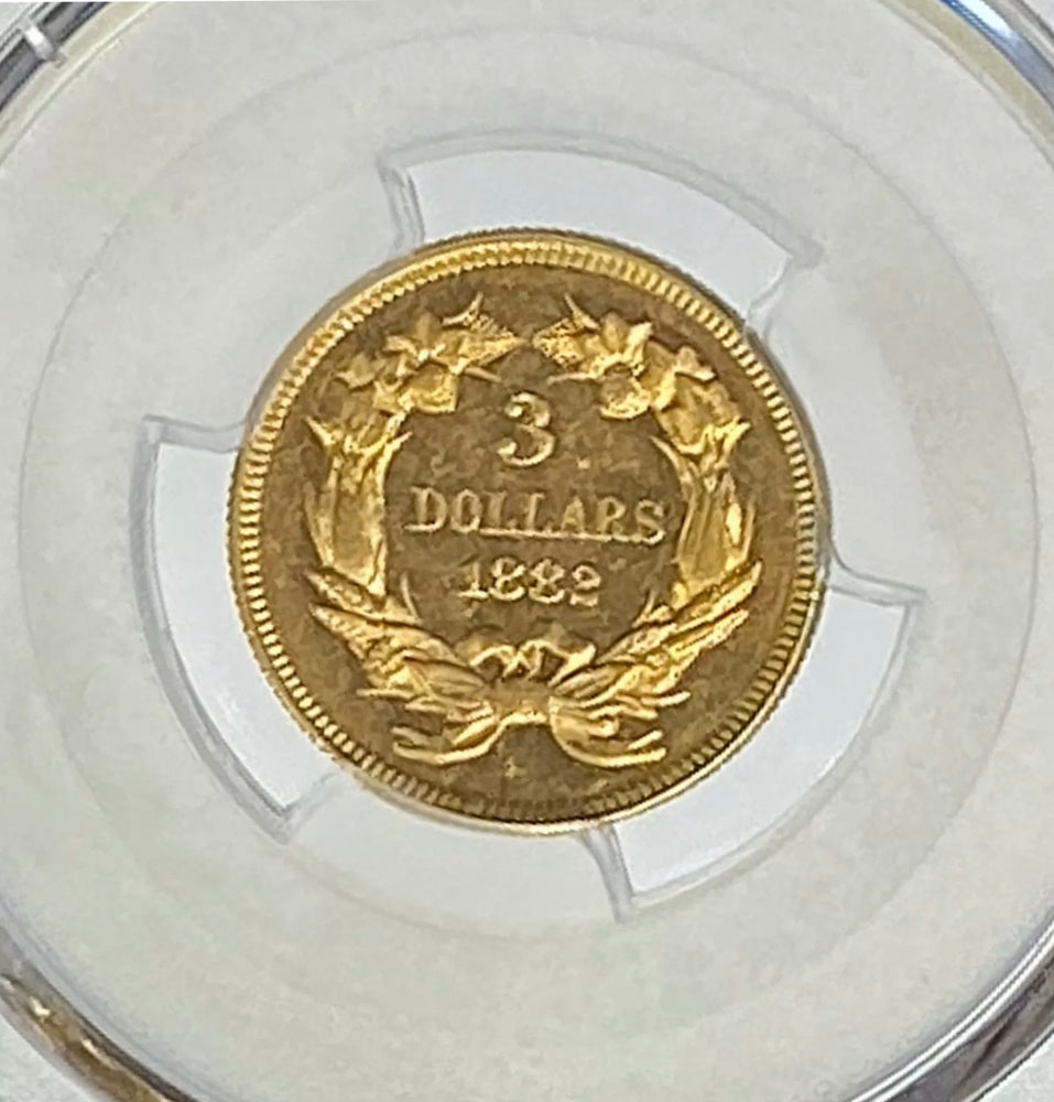1882 $3 Indian Gold Three Dollar PCGS MS62 PL