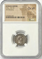Roman Empire Otho AD 69 Silver Denarius NGC CHVF