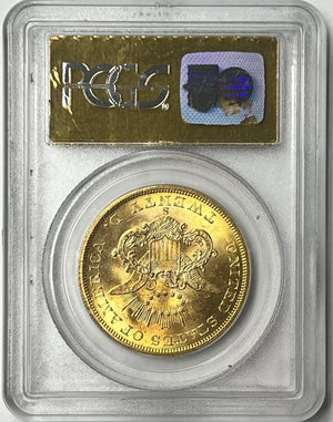 1857-S $20 Liberty Gold PCGS MS64 SS Central America Shipwreck W Pinch of Gold