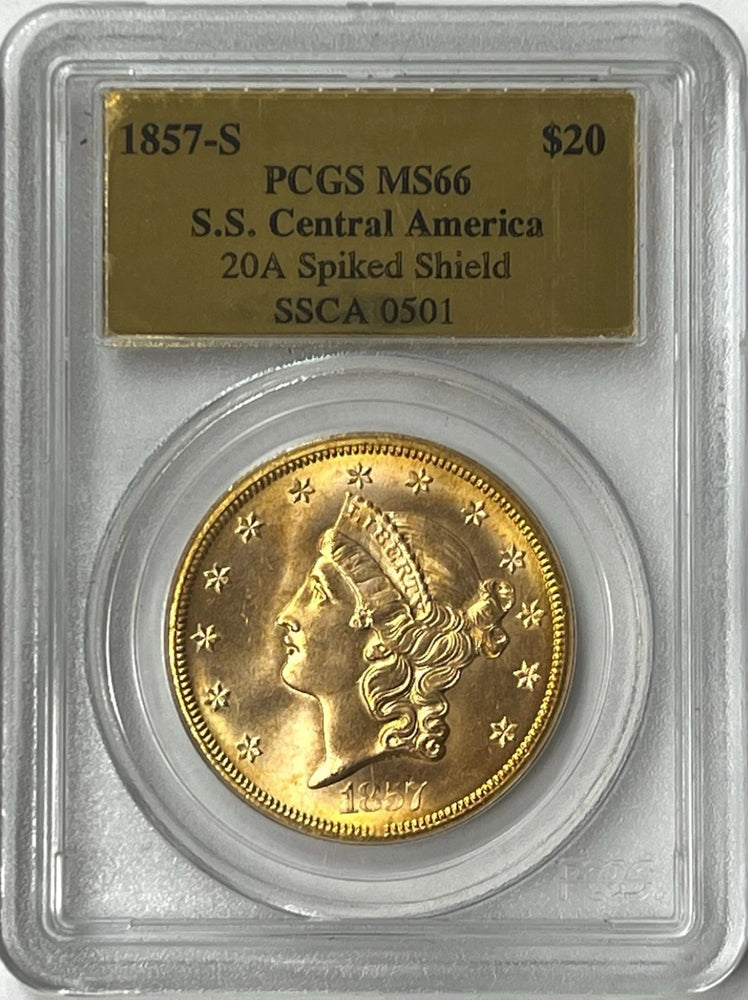 1857-S $20 Liberty Gold PCGS MS66 SS Central America Shipwreck NICE NEW PURCHASE