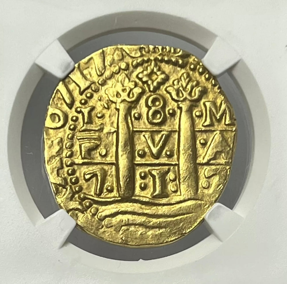 1717 Peru Philip V Gold  8 Escudos NGC AU Details SUPER RARE DATE ONLY 9 KNOWN