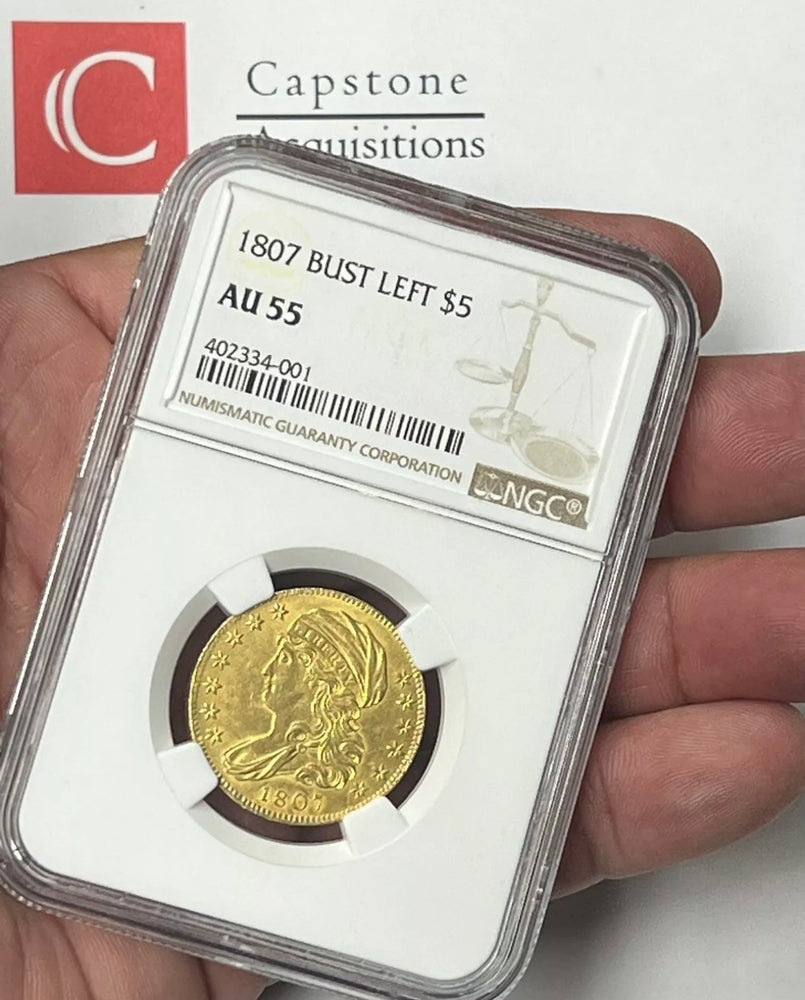 1807 $5 Capped Liberty Half Eagle NGC AU55 First Year Design Mintage- 51,605 PQ!