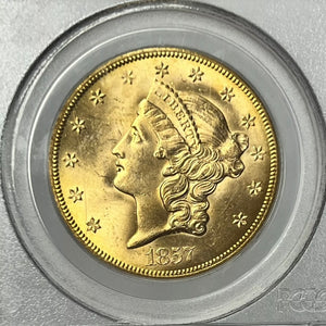 1857-S $20 Liberty Gold PCGS MS63 SS Central America Shipwreck #0479 COA