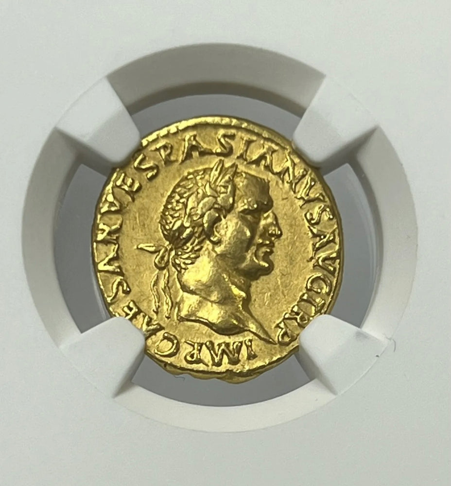 Roman Empire Vespasian AD 69-79 Gold Aureus NGC CHXF Twelve Caesar’s