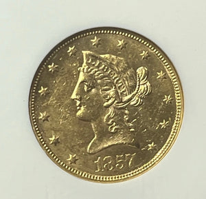 1857-P $10 Liberty Gold Eagle NGC MS61 SS Republic Shipwreck