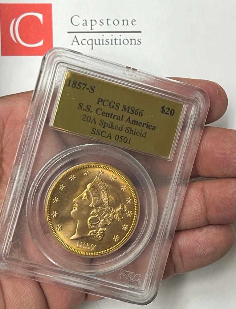 1857-S $20 Liberty Gold PCGS MS66 SS Central America Shipwreck NICE NEW PURCHASE