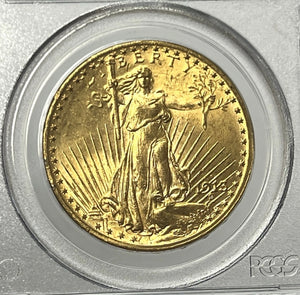 1913-S $20 Saint Gaudens Gold Double Eagle PCGS MS63 Old Green Holder