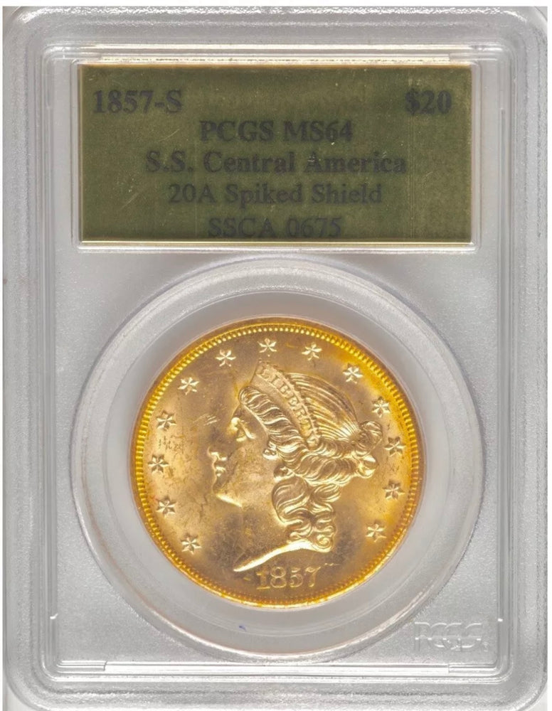 1857-S $20 Liberty Gold PCGS MS64 SS Central America Shipwreck NEW PURCHASE PQ!