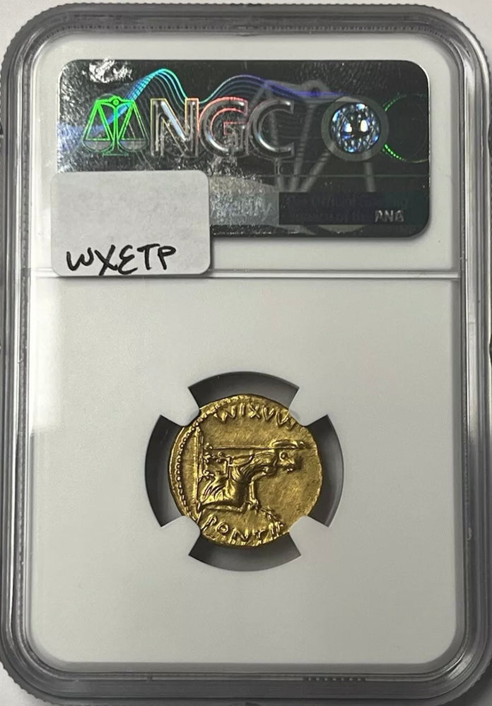 Tiberius AD 14-37 Gold Aureus NGC CHAU Tribute Penny In Gold Twelve Caesar’s