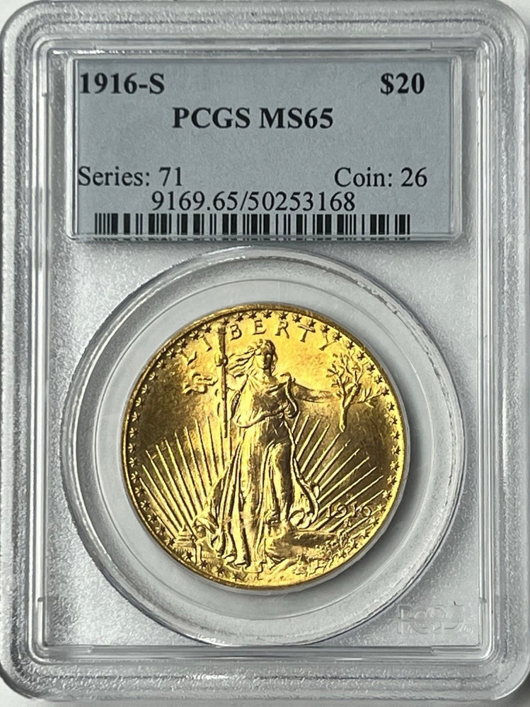 1916-S $20 Saint Gaudens Gold Double Eagle PCGS MS65 Old Holder NEW PURCHASE