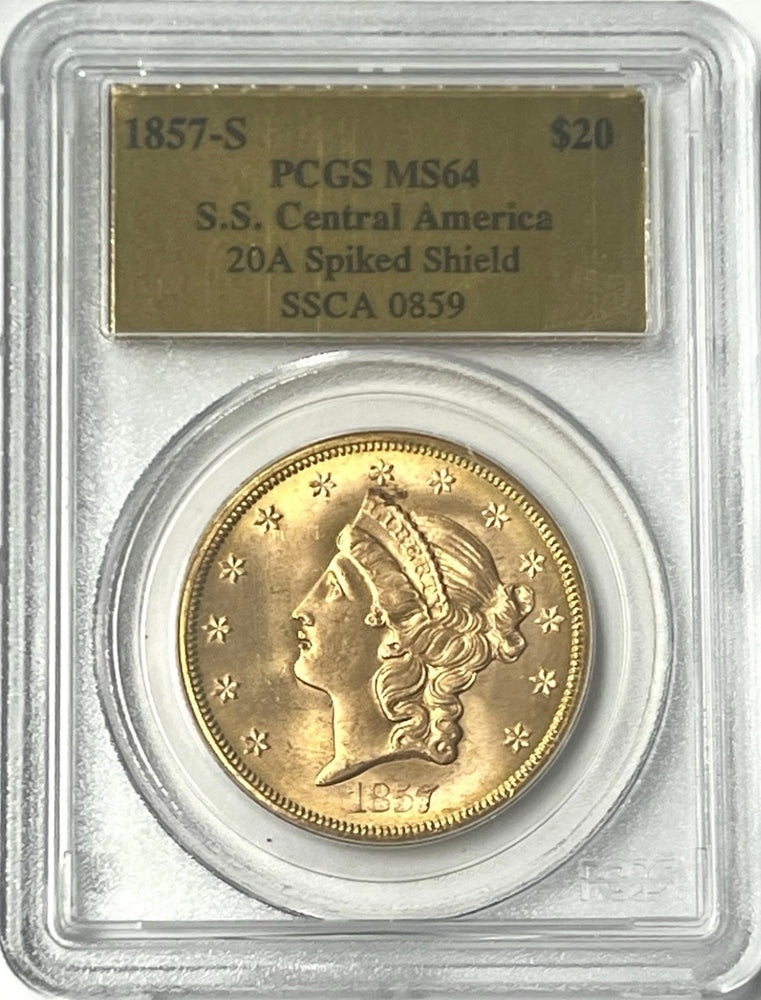 1857-S $20 Liberty Gold PCGS MS64 SS Central America Shipwreck NICE NEW PURCHASE