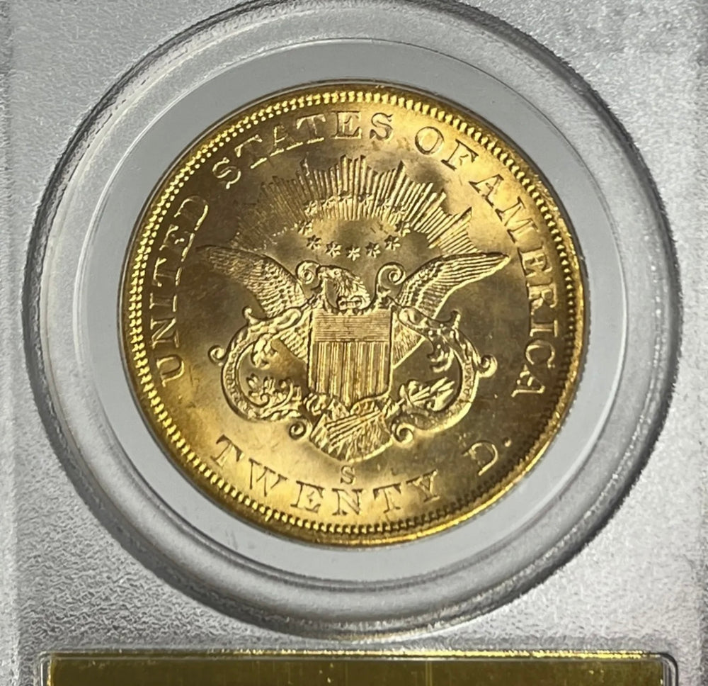
                
                    Load image into Gallery viewer, 1857-S $20 Liberty Gold Double Eagle PCGS MS64 SS Central America Shipwreck PQ!
                
            