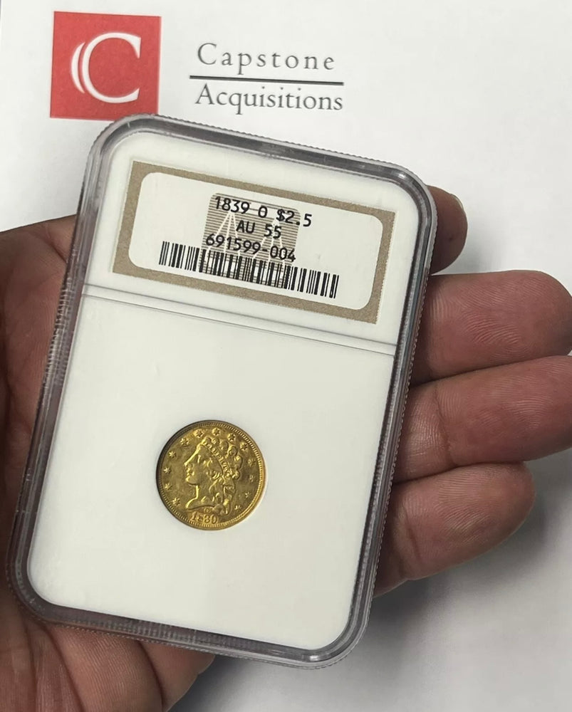 1839-O $2.50 Classic Head NGC AU55 New Orleans Gold Only Year Of Issue 17,781