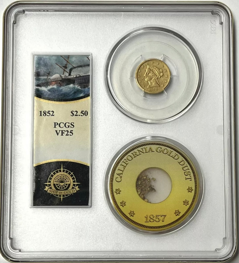 1852-P $2.5 Liberty Gold PCGS VF25 SS Central America Shipwreck #2 1857-S