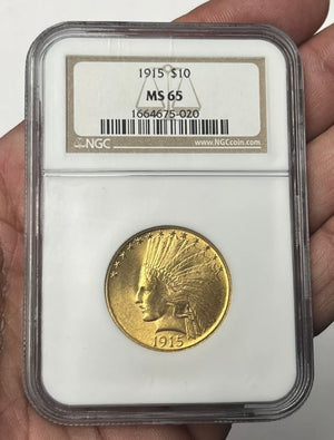 1915-P $10 Indian Gold Eagle NGC MS65 Blazing Orange Gold Gem, A Sleeper Rarity