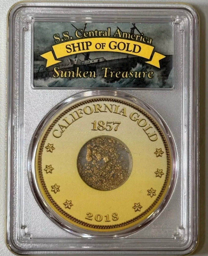 1857-S $20 Liberty PCGS AU55 CAC SS Central America Shipwreck Pinch of Gold#4886