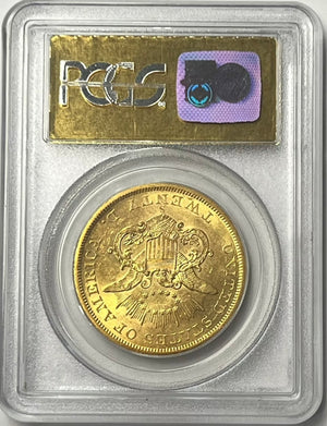 1856-S $20 Liberty PCGS AU55 SS Central America Shipwreck W/Pinch of Gold 1857-S