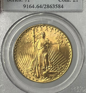 1914-P $20 Saint Gaudens Pre-33 Gold Double Eagle PCGS MS64 Small Mintage