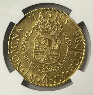 Ferdinand VI Peru Gold 8 Escudos 1757 LM-JM MS62 NGC Rare Finest Known-Must Own!