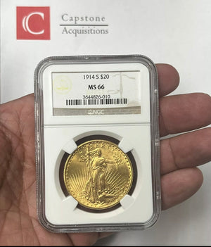 1914-S $20 Saint Gaudens Pre-33 Gold Double Eagle NGC MS66 Fresh to the market