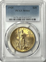 1920-P $20 Saint Gaudens Gold Double Eagle PCGS MS64 Low Mintage- 228,250 NEW!