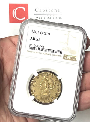 1881-O $10 Liberty Gold Eagle NGC AU55 NEW ORLEANS MINT NEW LISTING