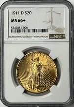 1911-D $20 Saint Gaudens Gold Double Eagle NGC MS66+ Must Buy Super Gem