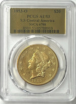 1853-O $20 Liberty PCGS AU53 SS Central America Shipwreck ONLY 3 FOUND 1857s NEW