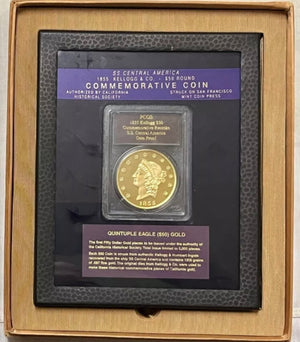 1855 $50 Gold Kellogg Restrike Gem Proof SS Central America Shipwreck w COA 1857