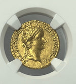 Tiberius AD 14-37 Gold Aureus NGC CHAU Tribute Penny In Gold Twelve Caesar’s