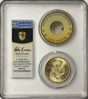 1857-S $20 Liberty Gold PCGS MS63 SS Central America Shipwreck with Gold Pinch