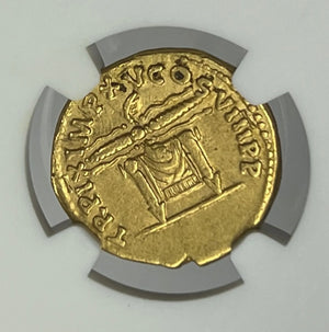 Roman Empire Titus AD 79-81 Gold Aureus NGC CHVF Twelve Caesar’s Amazing Rarity