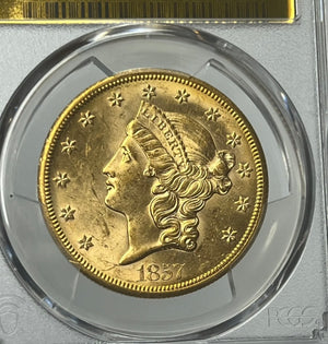 1857-S $20 Liberty Gold PCGS MS61 SS Central America Shipwreck Rare 20G Variety