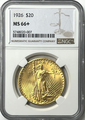1926-P $20 Saint Gaudens Gold Double Eagle NGC MS66+ Flashy NEW LISTING PQ!