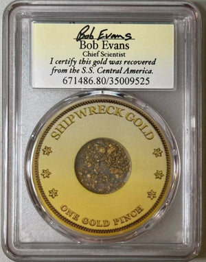 1857-S $20 Liberty PCGS AU55 CAC SS Central America Shipwreck Pinch of Gold#4886