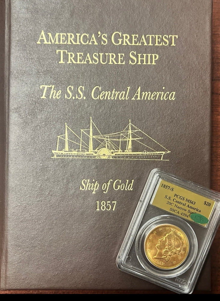 1857-S $20 Liberty Gold PCGS MS63 CAC SS Central America Shipwreck NEW LISTING